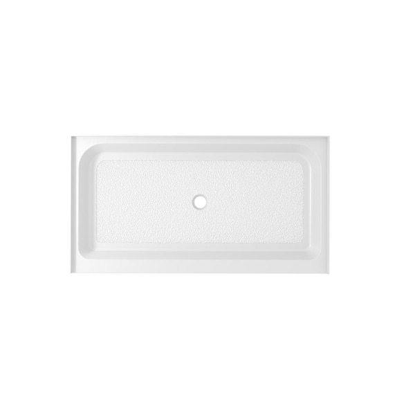 Unbranded Timeless Home 60 in. x 32 in. Single Threshold Shower Base Pan with Center Drain in Glossy White