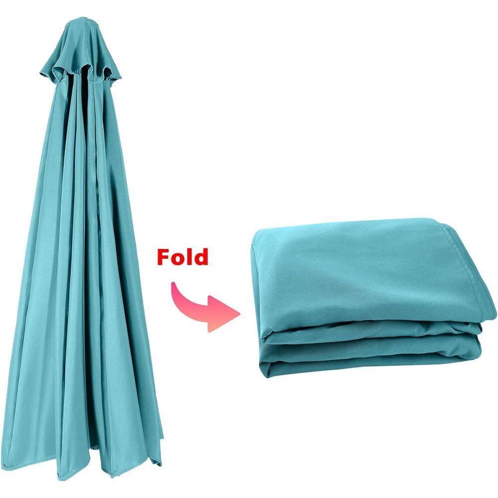 Turquoise Round Polyester 9ft Patio Umbrella Replacement Canopy