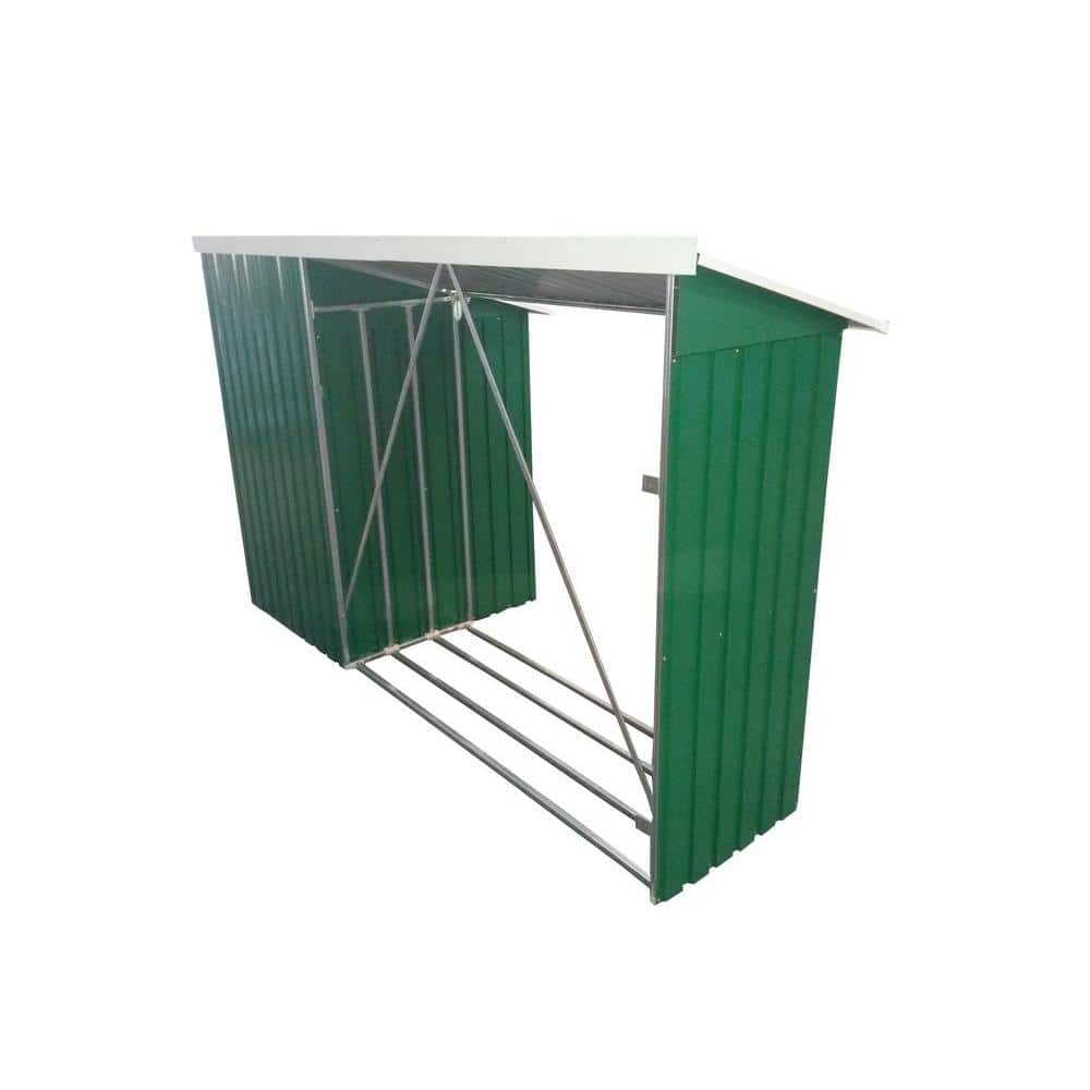 Green and Off-White Metal Lean-to Storage Shed Kit