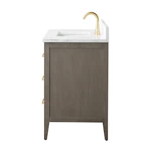 42 in. W x 22 in. D x 34 in. H Single-Sink Bath Vanity in Driftwood Gray with Engineered Marble Top in Arabescato White