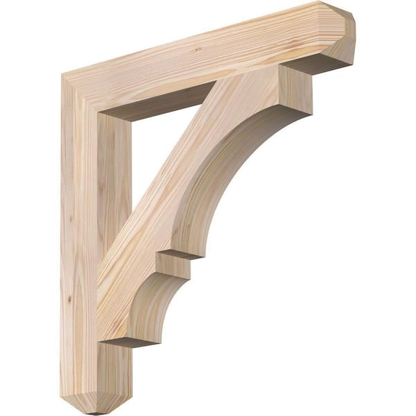Ekena Millwork 3.5 in. x 24 in. x 24 in. Douglas Fir Balboa Craftsman Smooth Bracket