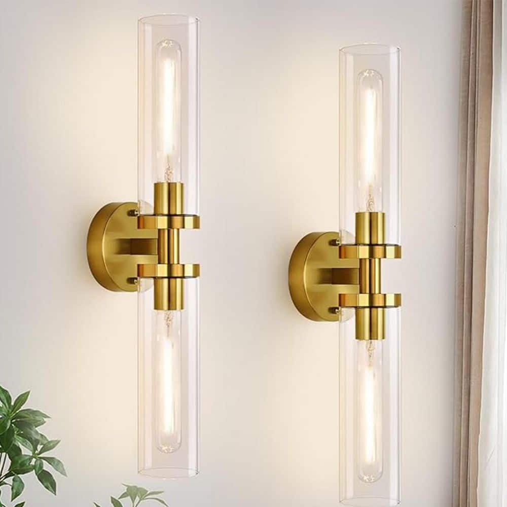 21.3 in.2-Light Gold LED Wall Sconce,Natural Alabaster Modern Glass Globe Wall Light for Bedroom, Bathroom, Living Room price history on PriceWatchPro