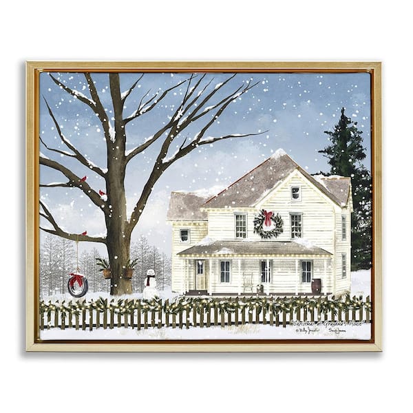 Stupell Industries Charming Winter Neighborhood by Billy Jacobs 1-Piece Floater Frame Graphic Print Nature Poster Art Print 21 in. x 17 in.