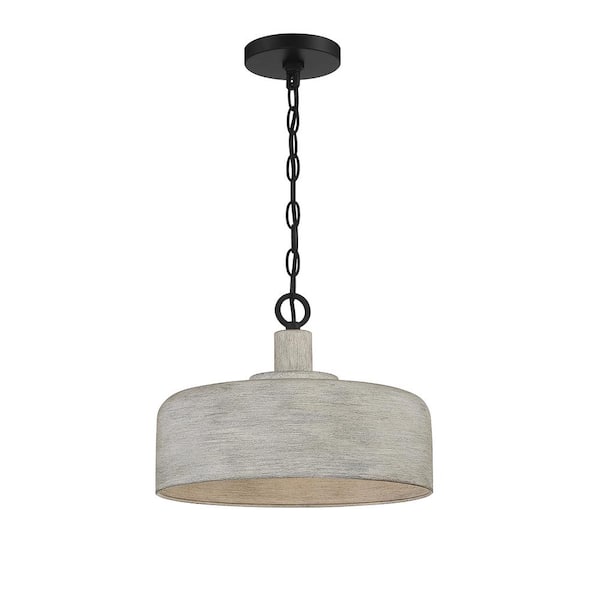 Savoy House Meridian 14 in. W x 10.25 in. H 1-Light Weathered Gray/Black Shaded Pendant Light