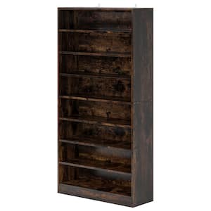 Lauren 70.9 in. H x 31.5 in. W Rustic Brown Wood Shoe Storage Cabinet with 9-Tier Open Shelf