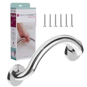 Plus, 14 in. Concealed Screw Grab Bar Crescent Ring, Decorative Grab Bar ADA Compliant in Polished Chrome