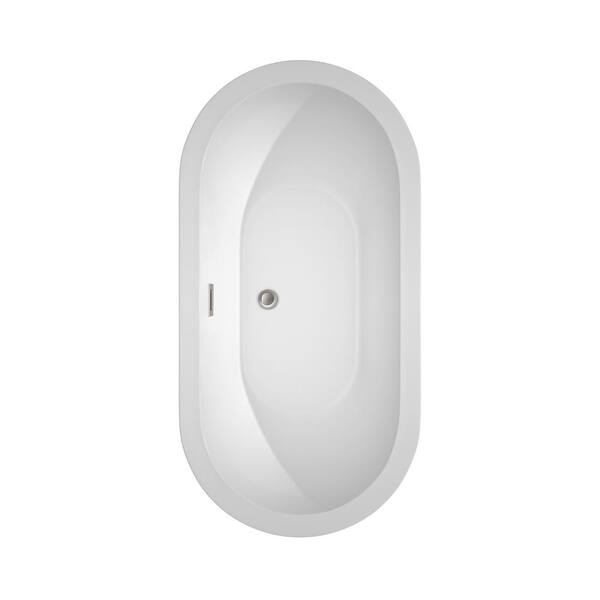 Soho 59.75 in. Acrylic Flatbottom Center Drain Soaking Tub in White with Floor Mounted Faucet in Brushed Nickel Soho 59.75 in. Acrylic Flatbottom Center Drain Soaking Tub in White with Floor Mounted Faucet in Brushed Nickel