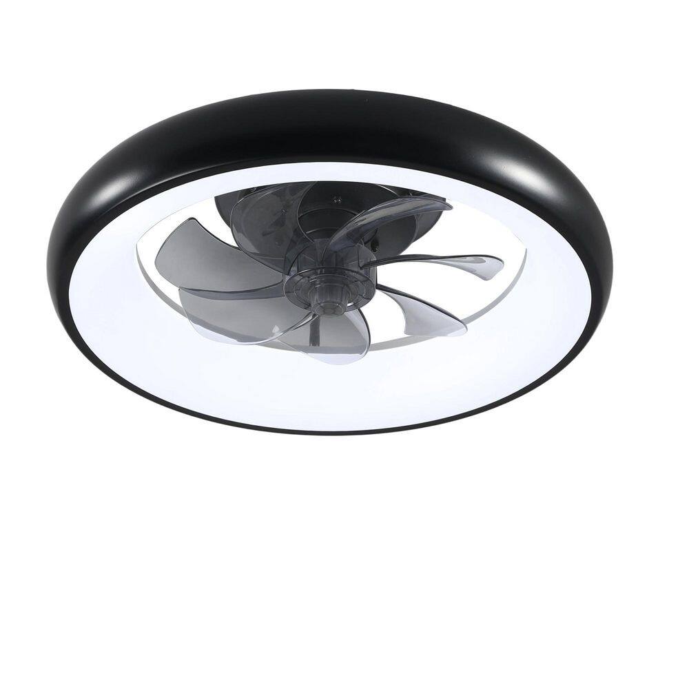 19 in. Smart Indoor Black Flush Mount Standard Ceiling Fan with LED Light and Remote Control price history on PriceWatchPro