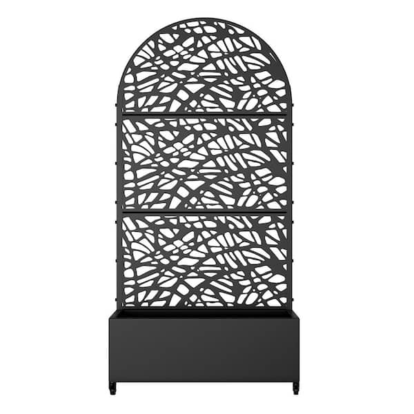 PexFix 35 in. x 16 in. x 12 in. Black Steel Grid Outdoor Planting Box with 73 in. x 35 in. bins Climbing Frame (1-Pack)