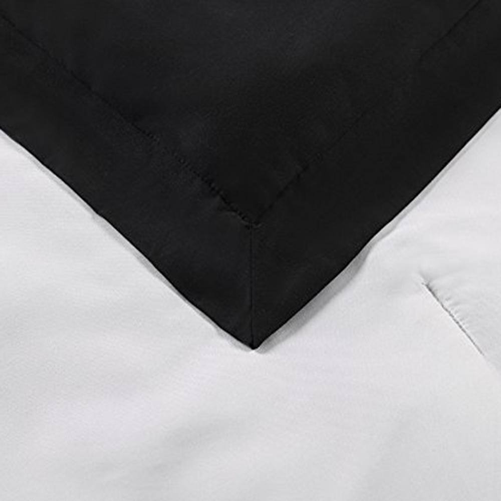 White and Black Microfiber Reversible Full Bed Set