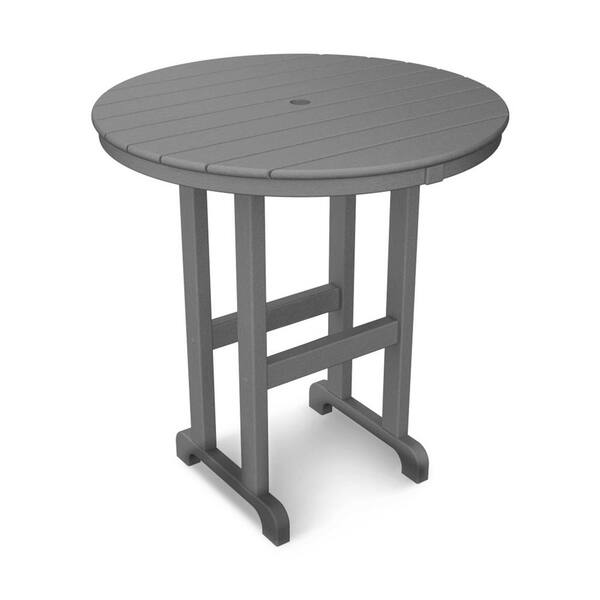 POLYWOOD La Casa Cafe 36 in. Slate Grey Round Plastic Outdoor Patio Counter Table