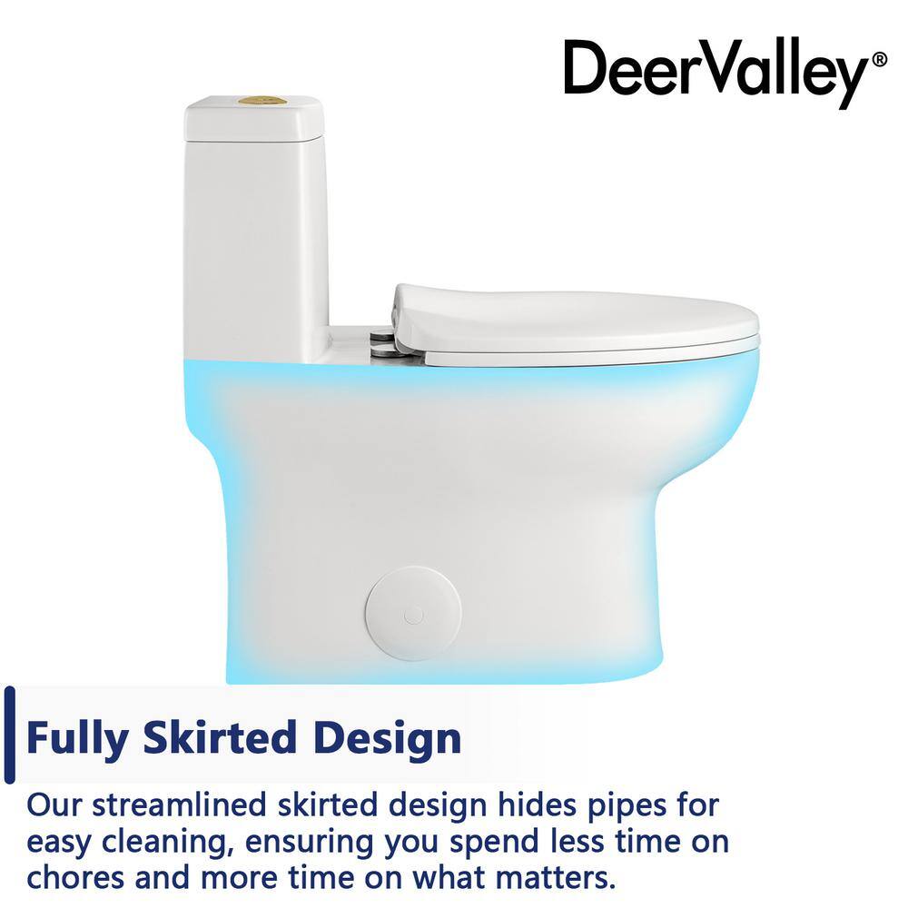Ally White and Gold Ceramic Dual Flush Elongated Toilet