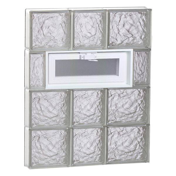 Clearly Secure 21.25 in. x 31 in. x 3.125 in. Frameless Ice Pattern Vented Glass Block Window