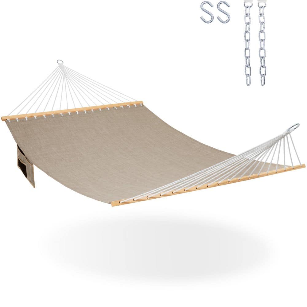 11 ft. Portable Outside Hammock Quick Dry Olefin Fabric Hammock with Spreader Bar and Chains Khaki price history on PriceWatchPro