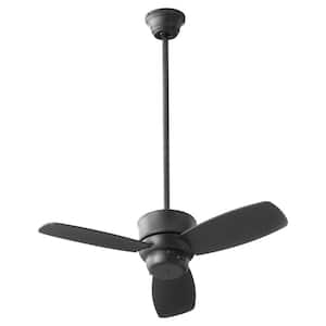 Gusto 32 in. Matte Black 3-Blade Dry Listed Ceiling Fan