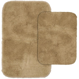 Finest Luxury Taupe 21 in. x 34 in. Washable Bathroom 2-Piece Rug Set