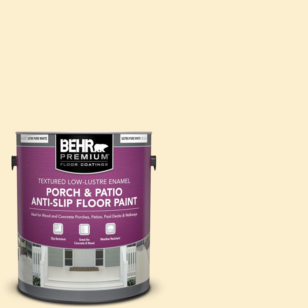 BEHR PREMIUM 1 gal. #370C-2 Custard Cream Textured Low-Lustre Enamel  Interior/Exterior Porch and Patio Anti-Slip Floor Paint 625001 - The Home  Depot