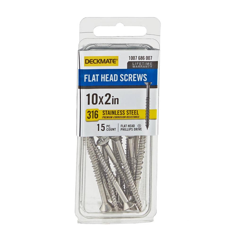 Marine Grade Stainless Steel #10 X 2 in. Flat Head Phillips Screw (15 Pieces) price history on PriceWatchPro