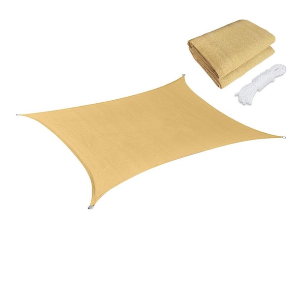 6 ft. x 8 ft. Sand Rectangle Heavy Weight Sun Shade Sail, 95% UV Blockage, Outdoor Patio Garden Backyard Activities