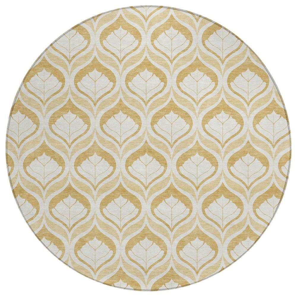 Chantille Machine Washable Indoor/Outdoor Abstract ACN2379 Gold 8 ft. x 8 ft. Round Rug price history on PriceWatchPro