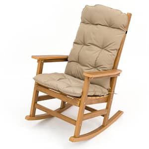 Poly Lumber Plastic Outdoor Rocking Chair with Cushion, All-Weather Resistant, Heavy Duty 700 lbs., Teak Tone