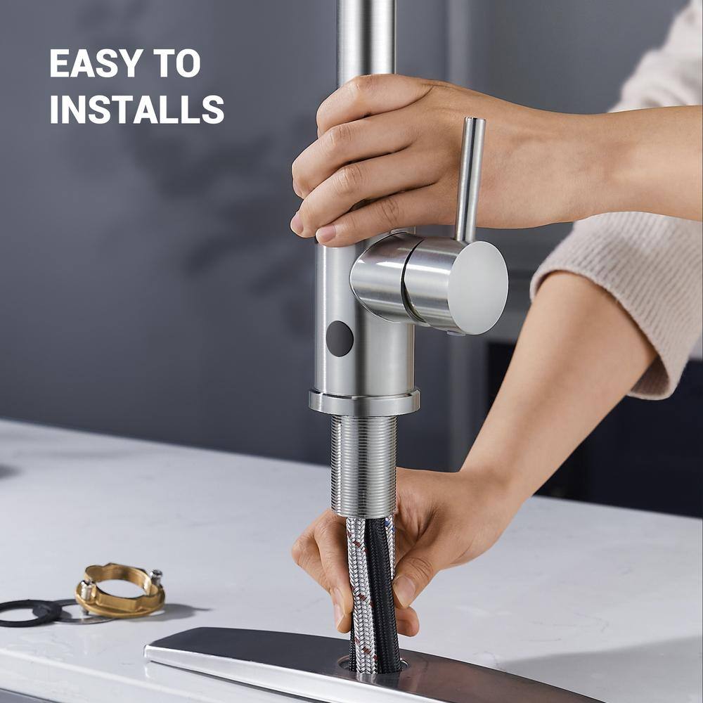 Brushed Nickel Touchless High-Arc Single Handle Kitchen Faucet