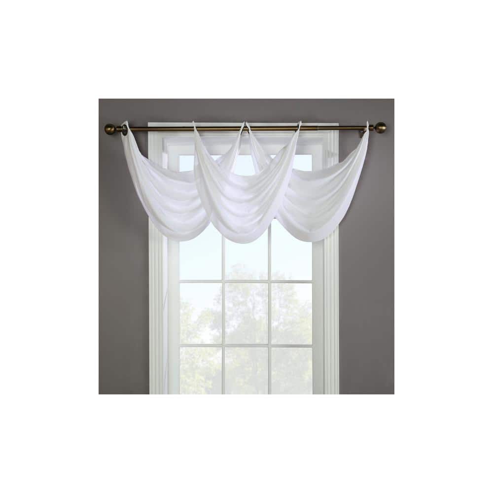 Rhapsody 36 in. W x 19 in. L Lined White Polyester Sheer Grommet Ascot Wind