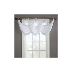 Rhapsody 36 in. W x 19 in. L Lined White Polyester Sheer Grommet Ascot Window Valance