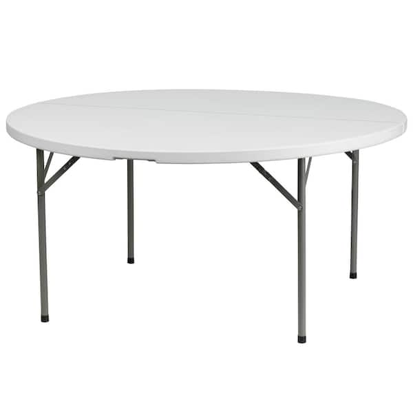 Carnegy Avenue 60 in. Granite White Plastic Tabletop Metal Frame Folding Table
