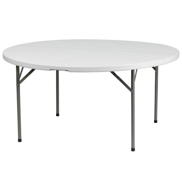 Unbranded 60 in. Granite White Plastic Tabletop Metal Frame Folding Table
