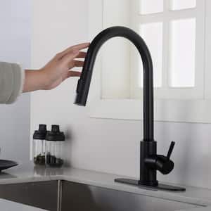 Single Handle Touch Pull Down Sprayer Kitchen Faucet with Touch Sensor in Matte Black
