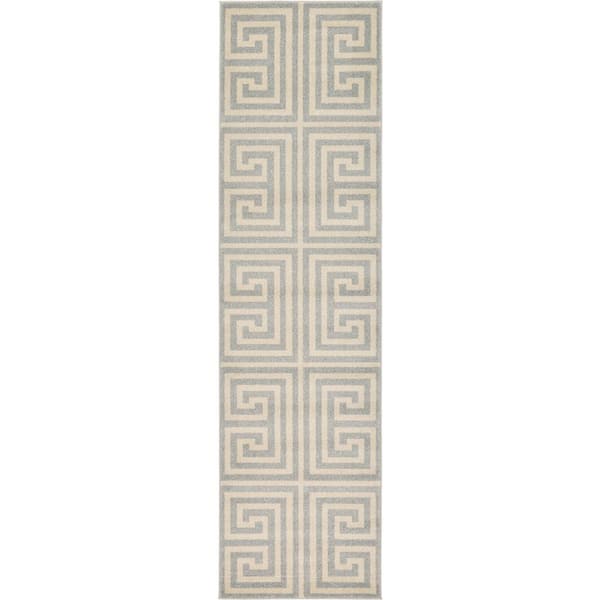Unique Loom Athens Greek Key Gray 2' 7 x 10' 0 Runner Rug