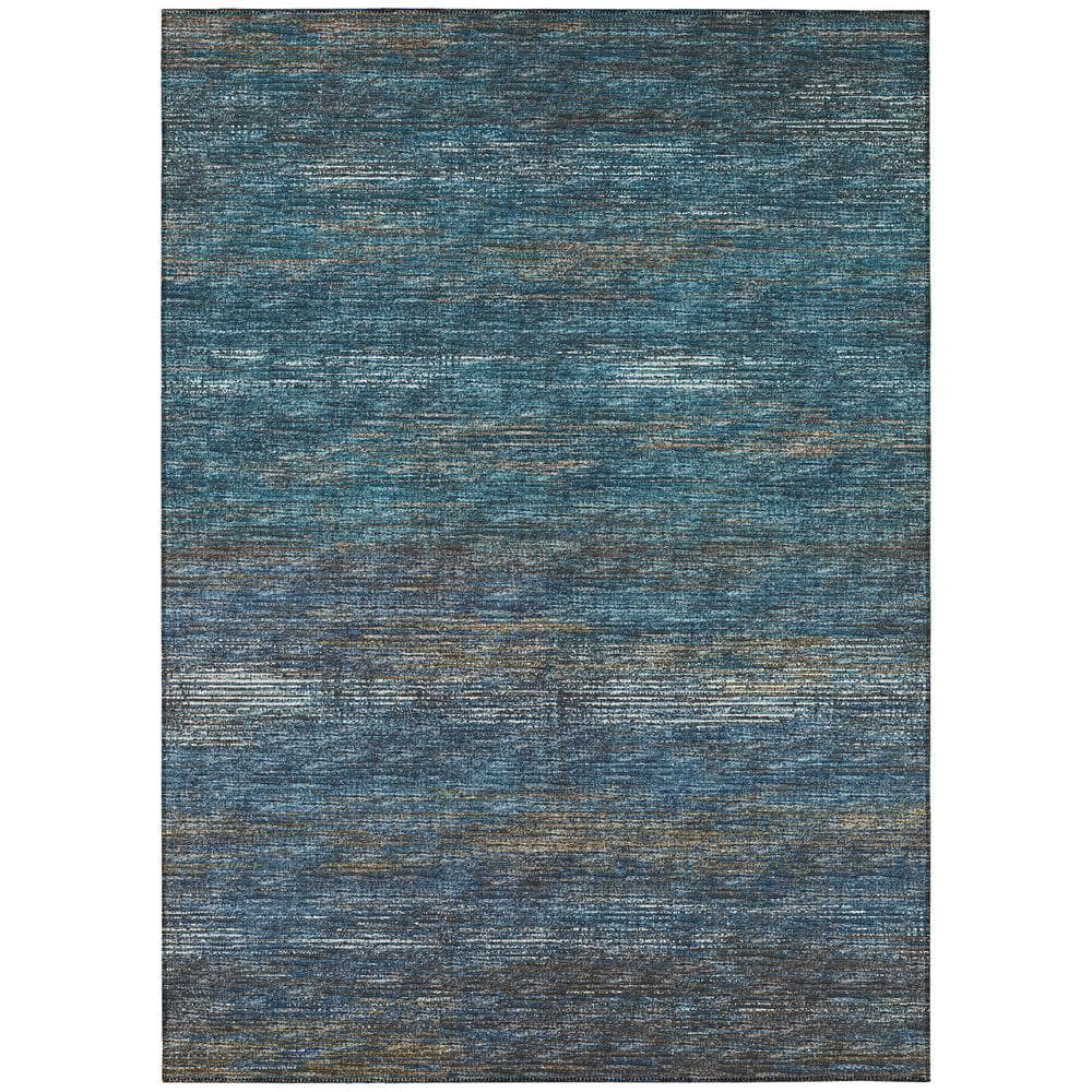 Marston Blue 9 ft. x 12 ft. Geometric Indoor/Outdoor Area Rug