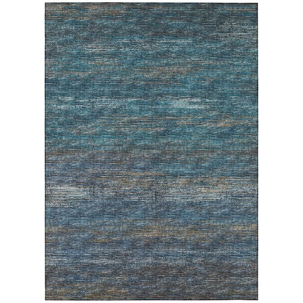 Marston Blue 9 ft. x 12 ft. Geometric Indoor/Outdoor Area Rug