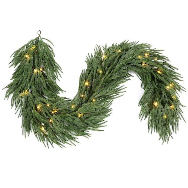 Real Touch Norfolk Pine Series 9 ft. Green Artificial Pine Garland