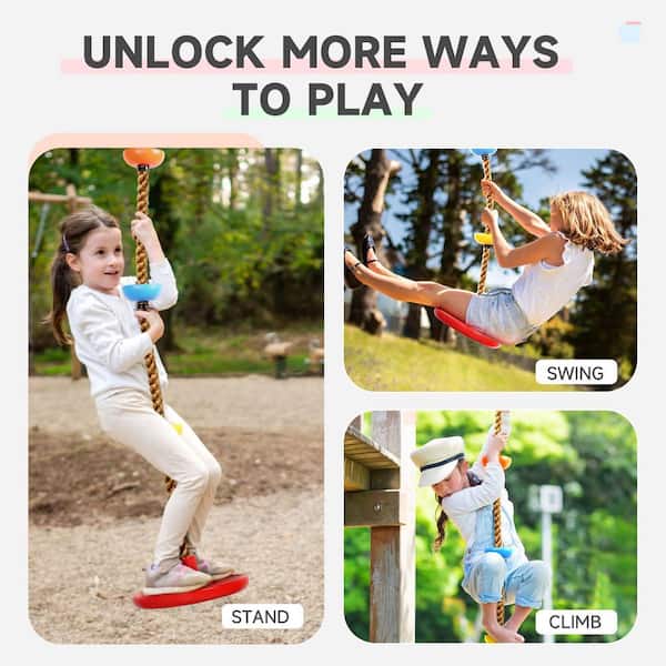Red Heavy Duty Tree Swing with Platforms and Disc Seat Set for