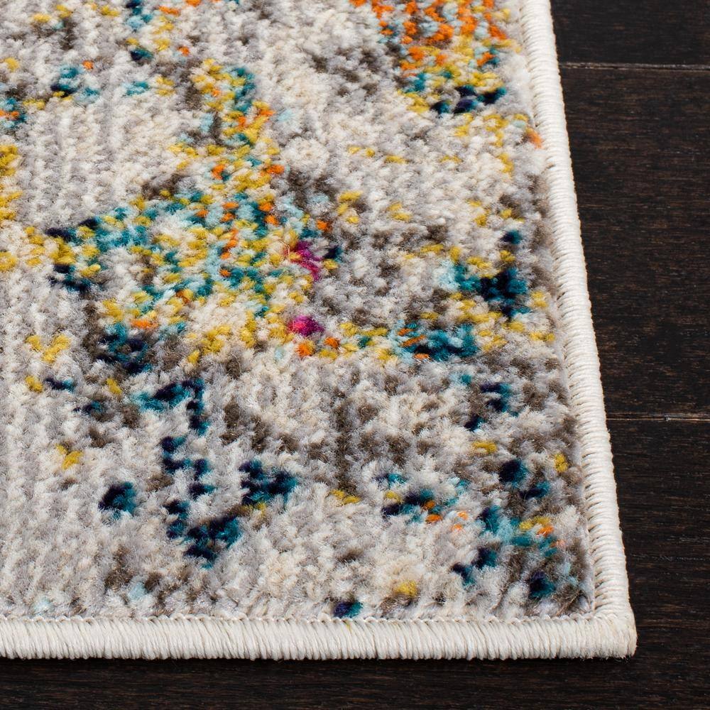 Elegant Gray and Gold 10' x 14' Synthetic Rectangular Area Rug
