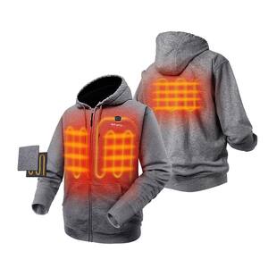 Men's 3X-Large Gray 7.38-Volt Lithium-Ion Full-Zip Heated Hoodie Jacket with 1 Upgraded Battery and Charger