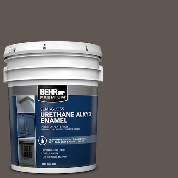 5 gal. #N140-7 Timber Brown Urethane Alkyd Semi-Gloss Enamel Interior/Exterior Paint