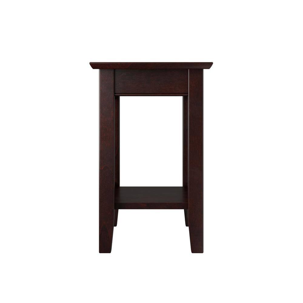 Espresso Solid Wood Mission End Table with USB Charger