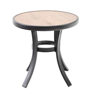 Patio Round Side Table, Outdoor Small End Table Coffee Bistro Table Wooden-Like Desktop for Indoor/Outdoor Use