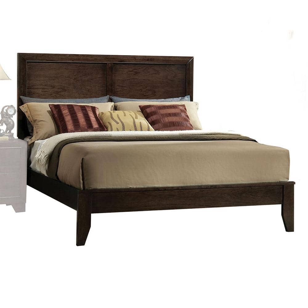 Espresso King Bed with Wood Frame and Storage Drawer