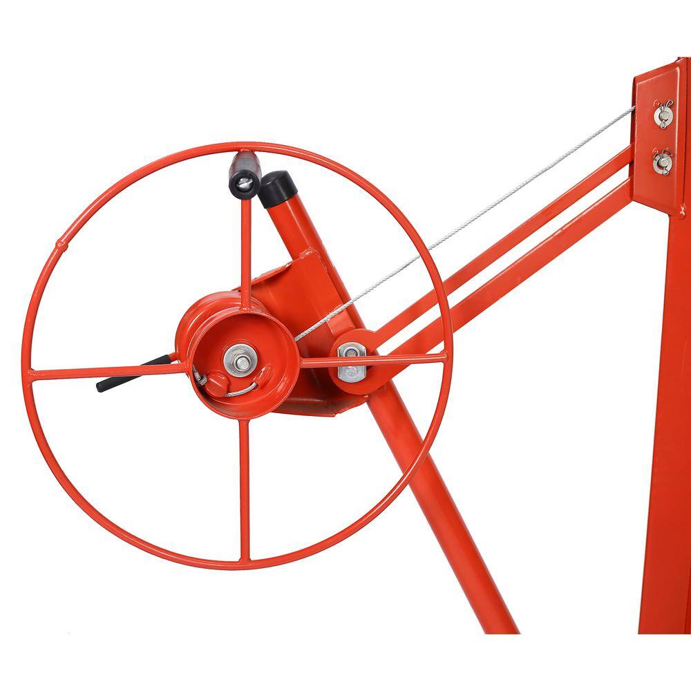 16 ft Red Steel Drywall Panel Hoist with Caster Wheels