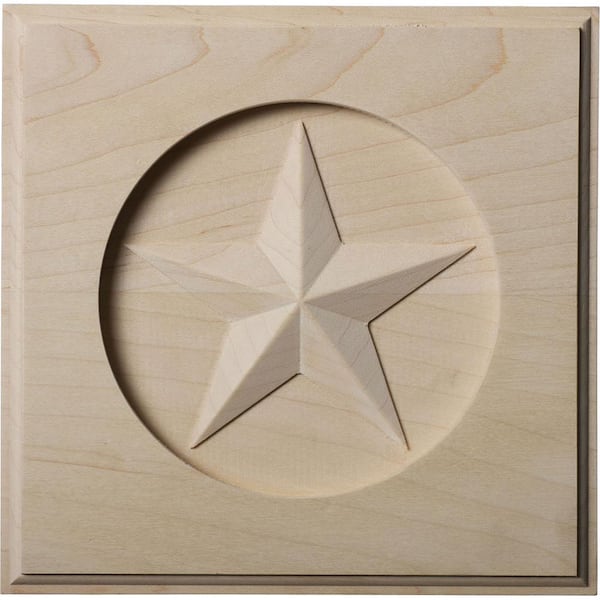 Ekena Millwork 7 in. x 1 in. x 7 in. Unfinished Wood Cherry Austin Star Rosette