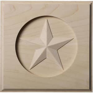 7 in. x 1 in. x 7 in. Unfinished Wood Maple Austin Star Rosette