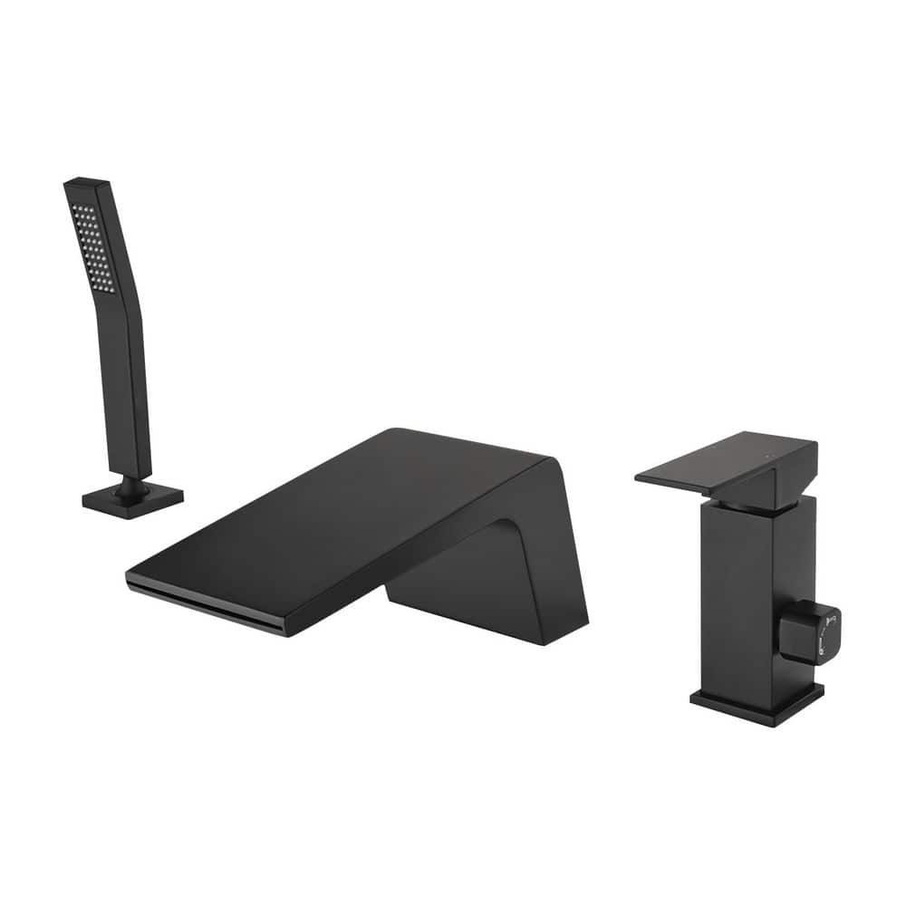 Single-Handle Tub-Mount Tub Faucet with Hand Shower in Black price history on PriceWatchPro