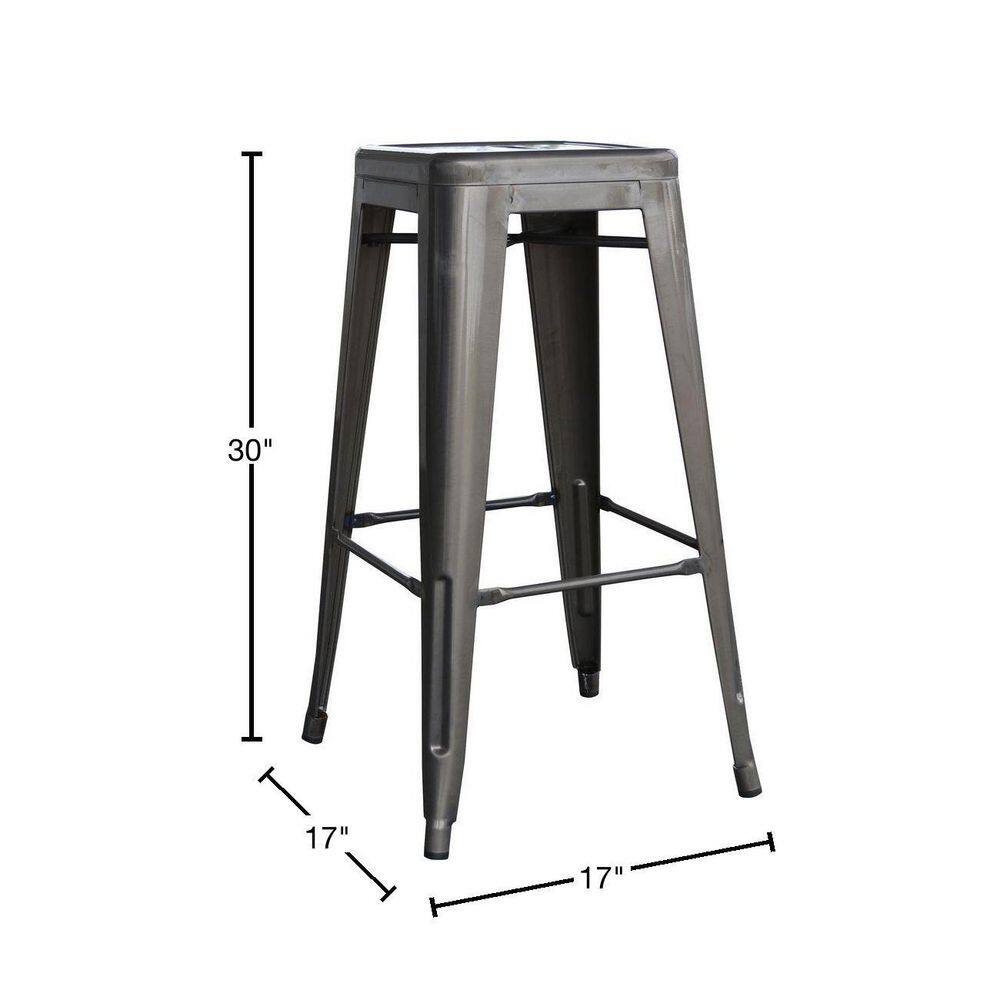 30" Gun Metal Stackable Backless Metal Bar Stools, Set of 4