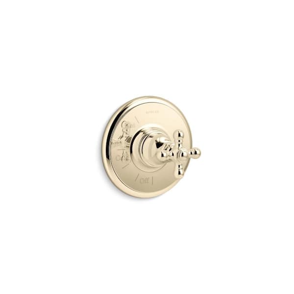 KOHLER Artifacts Rite-Temp 1-Handle Valve Trim with Cross Handle in Vibrant French Gold