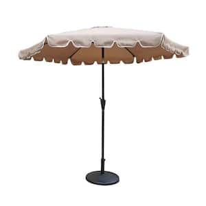 9 ft. Aluminum Crank and Tilt Patio Scalloped Umbrella Outdoor Market Umbrella With Carry Bag, Taupe