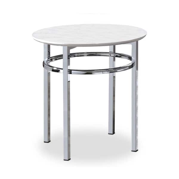 Furniture of America Mercedes 23.5 in. H White and Chrome End Table